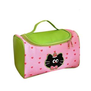 Large Capacity Makeup Bag Lovely Cartoon Kitten Cosmetic Bag Wash Bag Handheld Travel Toiletry Bag Makeup Storage Bag