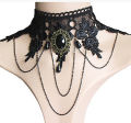 Lace Vintage lace choker necklace Fashionable Black beaded flower choker Steampunk Halloween choker for Women Wedding. 