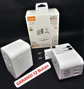 International Travel Adapter Converter Plug Manca Negara 2PD + USB QC3.0 65Watt GAN