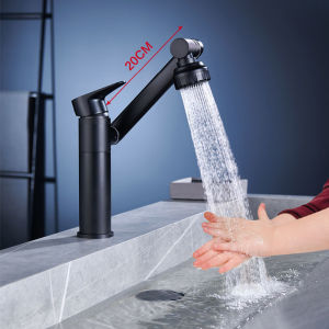 Quite 360 องศา ก๊อกน้ำอ่างล้างหน้า ก๊อกน้ำอ่างล้างจานในครัว ก๊อกผสมอ่างล้างหน้าในห้องน้ำ เครื่องเติมอากาศ 2 in 1 ก๊อกน้ำทำความร้อน ก๊อกผสมอาหารกูร์เมต์ สีดำ