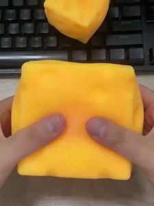 (Ship in 12H) KEBETEME 3pcs Square Cheese Squishy Toys Slow Rebound Push Stress Relief Sensory Toys Cheese Stress Balls Fidget Toys for Children