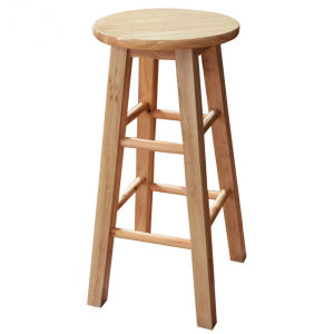 80CM Full Solid Oak Bar Stool Tingg Bar Chair Wooden High Stool Beauty Stools Rubber Wood Bangku Makmal Nordic 吧台凳