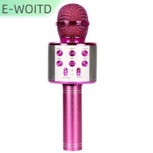 【E-WOITD】 ไมโครโฟนคาราโอเกะไร้สายไมค์สำหรับโทรศัพท์มือถือร้องเพลงบลูทูธคอนเดนเซอร์ mikrofon บลูทูธสมาร์ทโฟนเสียงดีเจขนาดเล็ก