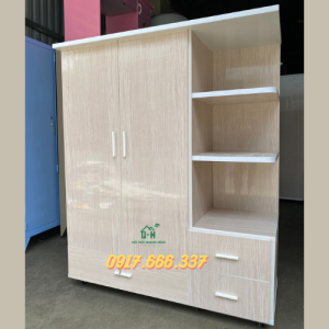 Tủ quần áo nhựa Đài Loan 3 cánh có kệ góc màu kem sồi giá rẻ hàng sẵn giao nhanh HCM
