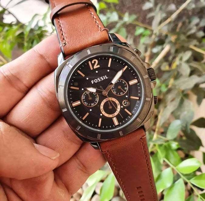 Fossil watch outlet men leather