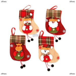 [COD] dfhws Small Christmas Stockings Christmas Tree Ornaments Christmas Candy Gift Bag Socks Merry Christmas Santa Claus Snowman Elk