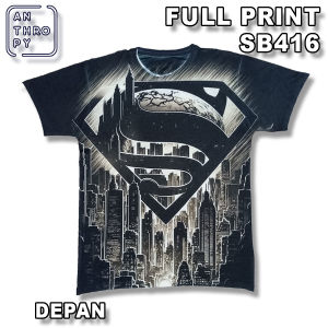 Kaos Distro Full Print SUPER SB416 Pria Oblong Baju Atasan Lengan Pendek Dewasa