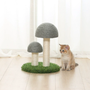 HATELI Cột cào hình nấm cho mèo với cọc cào bằng sợi sisal tự nhiên và đồ chơi tương tác cho mèo con và mèo lớn