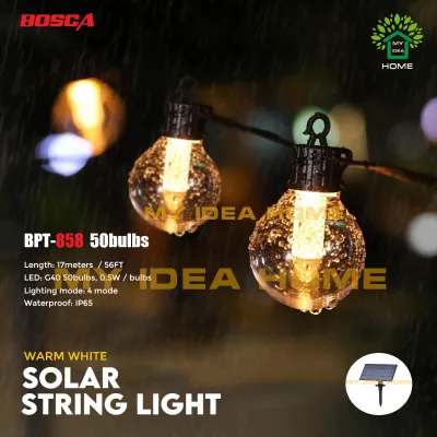 BOSCA Solar String Light G40 Warm white 50 bulbs 17 meter Outdoor IP65 Solar Christmas light BPT-858