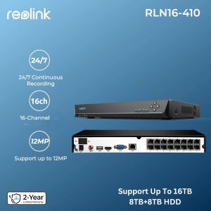 Reolink NVS16 / RLN16 16-Channel PoE NVR | Supports Up to 16MP Ultra HD | Max. 16TB Storage Capacity | 24/7 Continuous Video Security Recorder | Plug & Play Official Malaysia