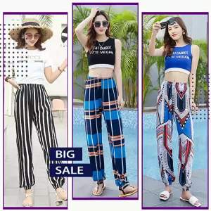 [Free Shipping] Spring and Summer Womens Cotton Lantern Pants Anti-Mosquito Pants Loose High-Waisted Long Pants Rayon Plus Size Harem Pants Beach Pants