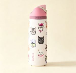 Owala FreeSip 24oz / 32oz Cat collage Stainless Steel Water Bottle Insulated Leak Proof BPA-Free