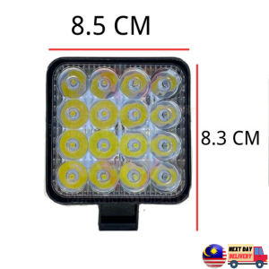 16 LED 12-24V Universal LAMPU SPOT *SEGI EMPAT* Square Heat Sink Working Lamp Off-Road Sport Light Spotlight 4x4 4WD Lorry Forklift Boat Truck Bus Trailer