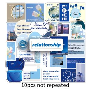 50PCS Original Blue INS Style Cartoon Sticker Personalized Small Fresh Vinyl Stickers Waterproof Decorative Laptop