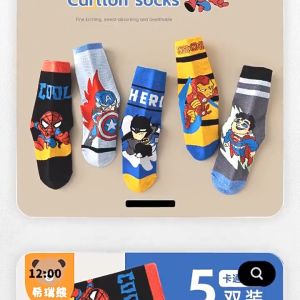Stokin Kanak-Kanak Kids Marvel Crew Socks Cute Cotton Socks Soft Breathable Comfortable Fun Socks