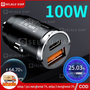 Car Charger Mobil 100W Quick Charger USB Type-C Dual Port 12-24V Charger Mobil Fast Charging Charger Mobil Adaptor Pengisi