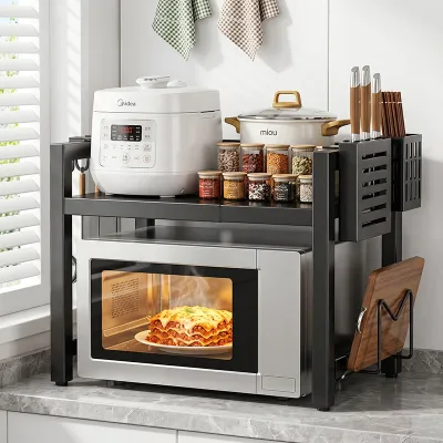 【SG】HXR Kitchen Rack Adjustable Length and Height Microwave Oven Rack Shelf Kitchen Organiser Storage Shelf