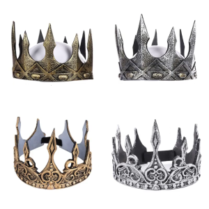 King Crown Antique Imperial Crown Soft PU Foam Crown-Vintage Halloween Crown Headband for Prom Birthday Cosplay-Party