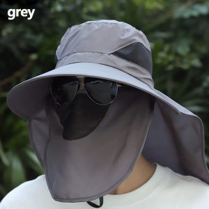 Outdoor face and neck sunscreen hat summer detachable large eave UV resistant fishing hat