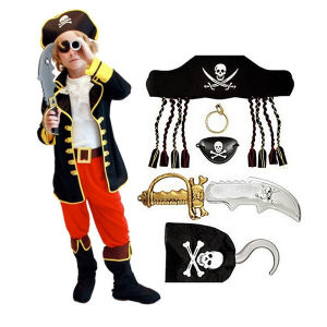 Pirate King Boy Halloween Costume Cosplay Pirates of the Caribbean Captain Jack Kids Birthday Party Dress