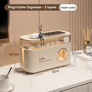 O-KAY 2/3 Layers Multifunctional Cable Storage Box Power Strip Wire Case Charger Socket Organizer