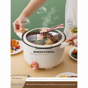 2024 Periuk Elektrik Pelajar/ Periuk Elektrik Pelbagai Fungsi / Periuk Tidak Lekat/ Periuk Asrama Modern/ Hostel Hotpot Frying Pan