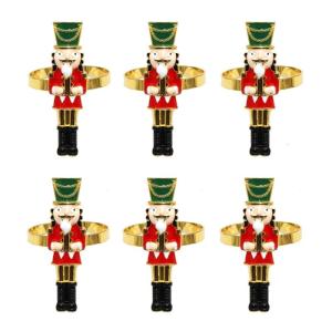 Christmas Nutcrackers Napkin Rings Alloy Metal Table Decors Elegant Alloy Napkin Holders For Holiday Dinner Parties