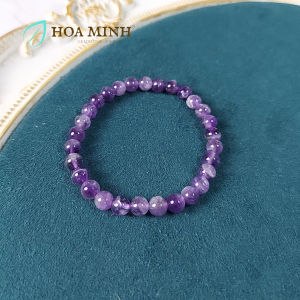 Vòng tay phong thủy đá Thạch Anh Tím trơn size 6.5 li hợp mệnh Hỏa Thổ | Hoa Minh Gem