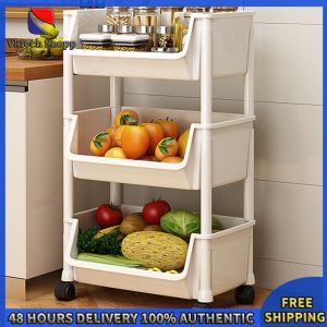 Vktech Portable Plastic Cart with Wheels for Kitchenware and Office Supplies Easy to Move Rolling Storage Solution
