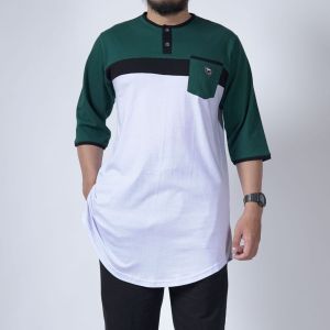 KHOIRUMMAH Koko Kurta Jafar | Koko Polos Dewasa | Kurta Pakistan Lengan 3/4 | Koko Kurta Polos Pria | Cotton Combad 24s | Cream