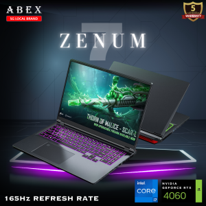 ABEX ZENUM 7 PLUS / i7-13620H / Nvidia RTX 4060 / 64GB RAM / 2TB SSD / 16" QHD Display / 240Hz Gaming Laptop / SG Local Brand