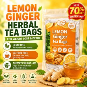 Lemon Ginger Tea Bags Sugar Free Caffeine Free Detox Wellness Tea for Natural Refreshment 100PCS