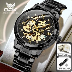 OLEVS Watch for Men Waterproof Original Authentic Automatic Mechanical Business Wristwatch Luminous Stainless Steel Mens Watch 9901