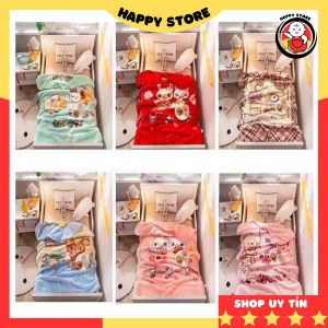 Chăn lông tuyết cho bé chất tuyết nỉ nhung mền cho trẻ đi học mềm mịn size 1mx1m4 Happy Store
