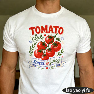 [Local Stock] HBESTY  TOMATO club sweet and juicy Cotton Crew Neck Short Sleeve Men Women Summer Tee Fresh Vine Tomato Gardening Vegetable Casual Tees