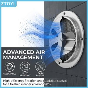 ZTOYL Round Duct Vent Grille 95mm 125mm Adjustable Airflow Cover for Bathroom Kitchen Office Ventilation