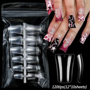 123ZOUUI 120Pcs Medium Length Duck Nail Tips Full Cover 120Pcs Press On Nails  Wide False Fingertips For Women