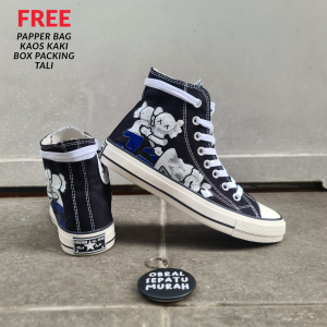 OBRAL SEPATU SNEAKERS MOTIF KARAKTER CONV 70S HIGH X KARAKTER BLACK WHITE 37-43 SEPATU MOTIF KARTUN KOREAN STYLE KANVAS 100%