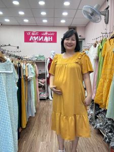 [HANNA] Đầm bầu công sở bigsize 100kg chất gấm tuyết cao cấp thoáng mát độ dày vừa phải thấm mồ hôi tốt dài qua gối