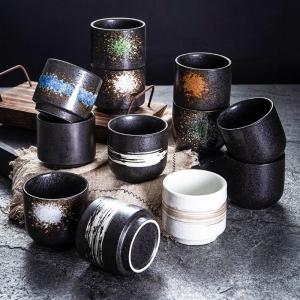 HXXM6E Retro Creative Japanese Style Ceramic Round for TeaCoffee Tea Cup Milk Cup Drinkware Ceramic Mugs