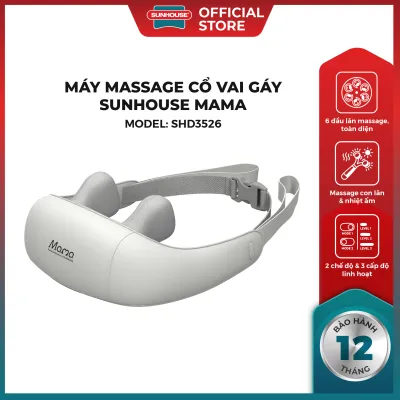 Máy massage cổ vai gáy Sunhouse mama SHD3526 - 6 đầu lăn linh hoạt - 2 chế độ - 3 cấp độ massage phù hợp mọi nhu cầu