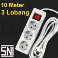 STOP KONTAK socket stopkontak COLOKAN 3 4 5 LUBANG PANJANG KABEL 1,5M 3M 5M 10M KUNINGAN SNI dengan saklar lampu ON OFF. 