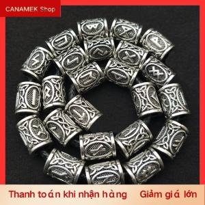 CS 24 Pcs Viking Runes Set Loose Hạt Spacer Hạt Cho Tóc Bện Dreadlock Hạt Tự Làm Đồ Trang Sức Làm