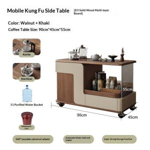 CraftedLiving SG-Multifunctional Mobile Coffee Table R-Style Home Living Room Coffee Table with Wheels