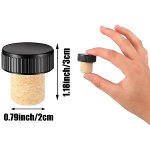 Set 10 Nút Chai Rượu Vang Nắp Nhựa Màu Đen Thân Gỗ Ngang 2cm Dài 3cm