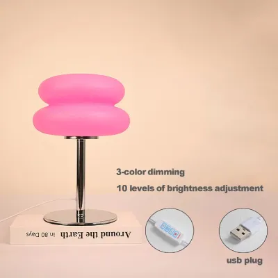 Bedroom Decorative Lamp Desk Lamp 9-level Brightness USB Plug Retro Lamp Shade Lamp