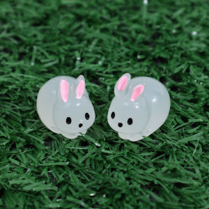 6Pcs Mini Glow In The Dark White Rabbit Figurines/ Luminescent Miniature Rabbits For Home Garden Flower Potted Decoration