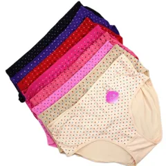 Panties Women (65kg-80kg) Plus Size Middle High Waist with RIBBON Design  Good Stetchable Soft Cooling Cotton Underwear