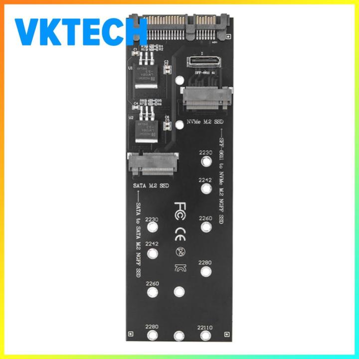 [Vktech] SATA M.2 SSD Adapter 2 in 1 Combo Adapter NVMe M.2 NGFF To SFF ...