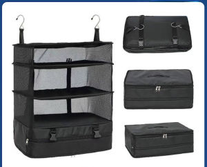 【spots+Local sellers】Portable Travel Storage Bag Hook Hanging Organizer Wardrobe Clothes Storage Rack Holder Travel Suitcase Shelves